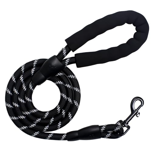 YALAVA Hundeleine mit bequemem, schwarzem, gepolstertem Griff, 1,27 cm, strapazierfähiges, stark reflektierendes Seil und um 360° drehbarer Haken zum Gehen, Laufen, Training, Schwarz YALAVA Hundeleine mit bequemem, schwarzem, gepolstertem Griff, 1,27 cm, strapazierfähiges, stark reflektierendes Seil und um 360° drehbarer Haken zum Gehen, Laufen, Training, Schwarz von YALAVA
