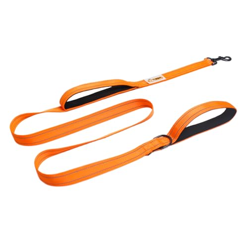 YALAVA Hundeleine mit doppeltem Griff, 2,5 cm, strapazierfähig, doppelt gepolsterter Griff, Verkehrsgriff und reflektierende Hundeleine für mittelgroße und große Hunde, Orange YALAVA Hundeleine mit doppeltem Griff, 2,5 cm, strapazierfähig, doppelt gepolsterter Griff, Verkehrsgriff und reflektierende Hundeleine für mittelgroße und große Hunde, Orange von YALAVA