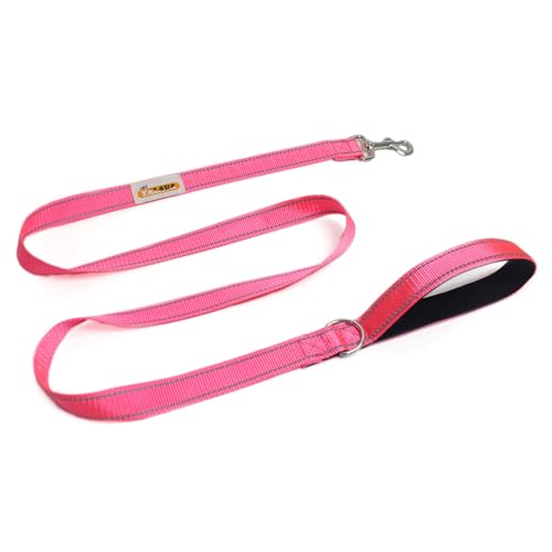 YALAVA Reflektierende Hundeleine mit weich gepolstertem Griff, robuste Nylon-Hundeleine, passend für kleine, mittelgroße oder große Hunde, Rosa von YALAVA