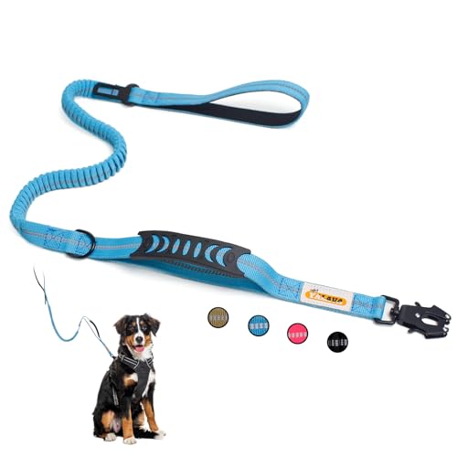 YALAVA Taktische Bungee-Hundeleine mit Verkehrsgriff, 1,2–1,8 m, robuste Hundeleine, stoßdämpfend, Arbeitsleine für kleine, mittelgroße und große Hunde, Blau von YALAVA