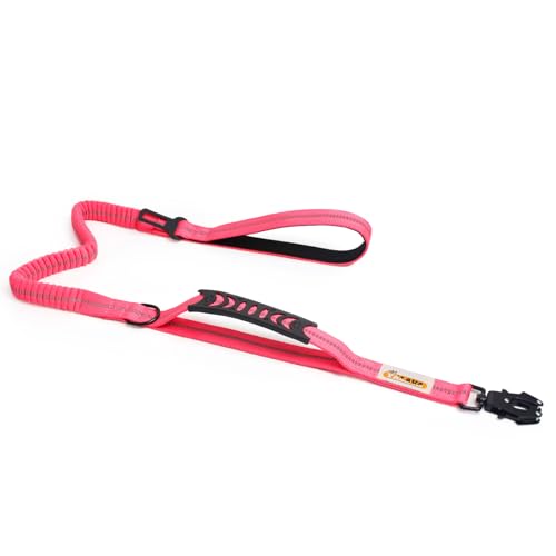 YALAVA Taktische Bungee-Hundeleine mit Verkehrsgriff, 1,2–1,8 m, robuste Hundeleine, stoßdämpfend, Arbeitsleine für kleine, mittelgroße und große Hunde, Rosa von YALAVA
