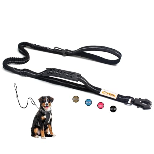 YALAVA Taktische Bungee-Hundeleine mit Verkehrsgriff, 1,2–1,8 m, robuste Hundeleine, stoßdämpfend, Arbeitsleine für kleine, mittelgroße und große Hunde, Schwarz von YALAVA