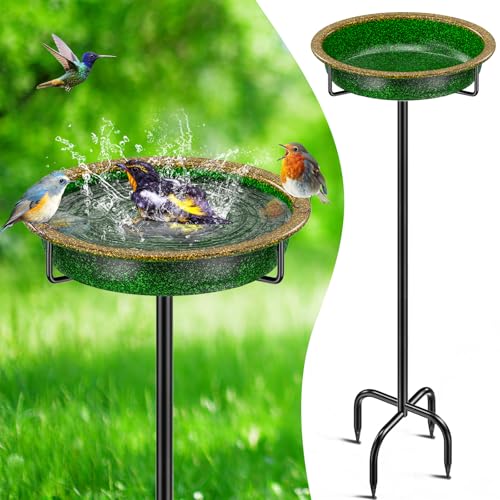 YALINKA 96,5 cm große Metall-Vogeltränke für den Außenbereich, freistehende Vogeltränke und Vogelfutterspender, abnehmbare Dekoration, Spa-Vogelfutterstation für den Außenbereich, Garten, Terrasse, von YALINKA