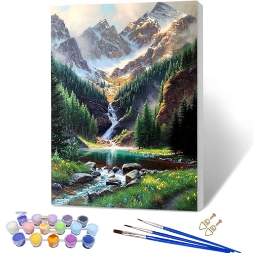 YALKIN Malen Nach Zahlen Erwachsene mit Rahmen, 30x40cm, Paint by Numbers Malen Nach Zahlen, DIY Landschaft mit Pinseln und Acrylfarben Handgemalt Ölgemälde Leinwand für Home Decor von YALKIN