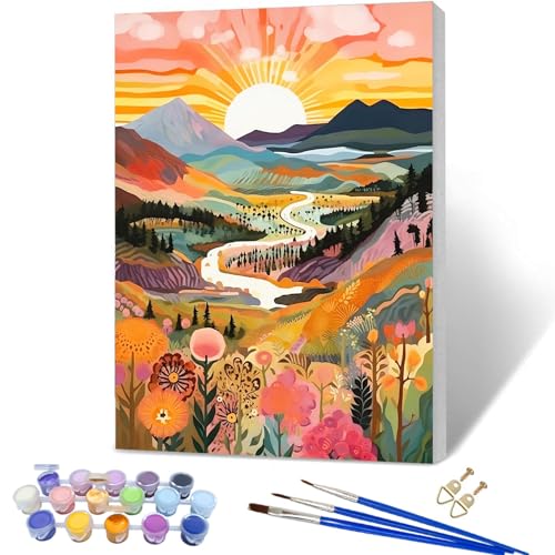 YALKIN Malen Nach Zahlen Erwachsene mit Rahmen (30x40cm), Paint by Numbers Malen Nach Zahlen, DIY Landschaft mit Pinseln und Acrylfarben Handgemalt Ölgemälde Leinwand für Home Decor von YALKIN