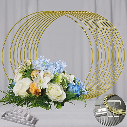 YALLOVE 10 PCS Set von 35.5cm hohen Gold Runde Hochzeit Mittelstück Vase Floral Hoop Stand mit Acrylbasis für DIY Spitze Kreis Handwerk YALLOVE 10 PCS Set von 35.5cm hohen Gold Runde Hochzeit Mittelstück Vase Floral Hoop Stand mit Acrylbasis für DIY Spitze Kreis Handwerk von YALLOVE