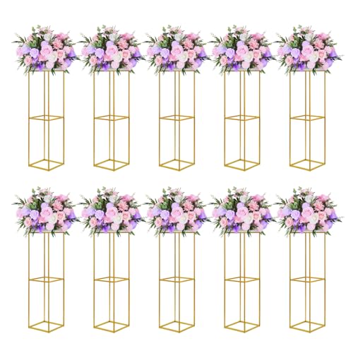 YALLOVE 10 Pcs 80cm Metall Blumenständer, Gold Mittelstücke Vasen Stand mit klaren Acrylplatten, geometrisches Display Rack für Hochzeit Party Dekorationen YALLOVE 10 Pcs 80cm Metall Blumenständer, Gold Mittelstücke Vasen Stand mit klaren Acrylplatten, geometrisches Display Rack für Hochzeit Party Dekorationen von YALLOVE