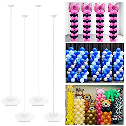 YALLOVE Heavy Duty Metall Ballon Ständer Set von 4, Höhe verstellbar von 40cm bis 3.2m, Gewindestange Design, freie Kombination von Ballon Mittelstück für Tisch und Ballon Säule Ständer für Boden von YALLOVE