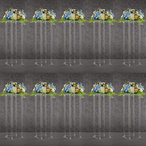 YALLOVE Set von 10, 60CM hohen Acryl Blumen Stand Clear Sockel für Hochzeit Event Party Requisiten, klare Vasen, Home Decor von YALLOVE