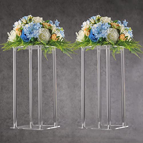 YALLOVE Set von 2, 40CM hohen Acryl Blumen Stand Clear Sockel für Hochzeit Event Party Requisiten, klare Vasen, Home Decor von YALLOVE