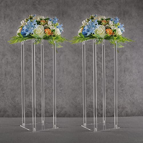 YALLOVE Set von 2, 60CM hohen Acryl Blumen Stand Clear Sockel für Hochzeit Event Party Requisiten, klare Vasen, Home Decor von YALLOVE