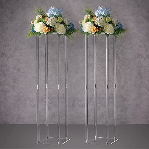 YALLOVE Set von 2, 80CM hohen Acryl Blumen Stand Clear Sockel für Hochzeit Event Party Requisiten, klare Vasen, Home Decor von YALLOVE