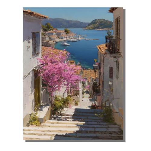 5D Diamond Painting Erwachsene, Diamant Malerei Kinder Anfänger, DIY Landschaft Kleine Stadt Diamant Painting Bilder Erwachsene Bastelset Als Geschenk Zur Entspannung und Als Wanddeko 30x40 cm SYLF10 von YALNSENN
