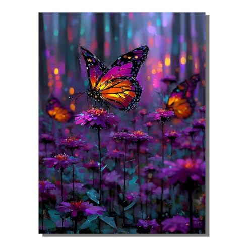 5D Diamond Painting Erwachsene, Diamant Malerei Kinder Anfänger, DIY Schmetterling Blume Diamant Painting Bilder Erwachsene Bastelset Als Geschenk Zur Entspannung und Als Wanddeko 50 x 70 cm SYLF66 von YALNSENN