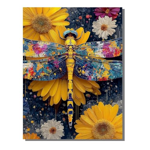Blume Insekt Diamond Painting Erwachsene, 5D Diamant Kunst Kinder Kits, DIY Erwachsene Mosaikherstellung Basteln Diamant Malerei Bilder Set für Weihnachten Wanddekoration, Geschenke 80x100 cm SYLF83 von YALNSENN