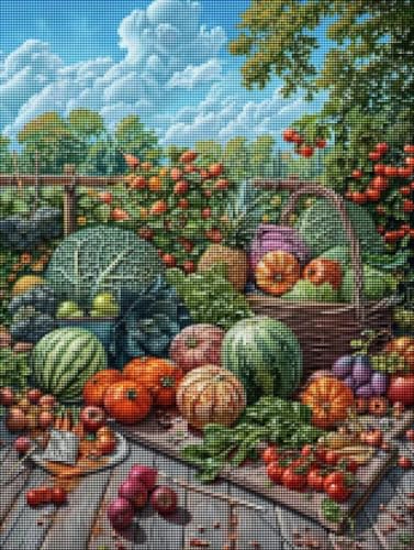 Diamond Painting Kinder Obst 5D Diamond Painting GemüSe Bilder DIY Full drill Crystal Strass Stickerei Mosaic Diamant Malerei Bastelset Geeignet Als Geschenk Entspannung und Wanddeko 40 X 50cm O-B von YALNSENN