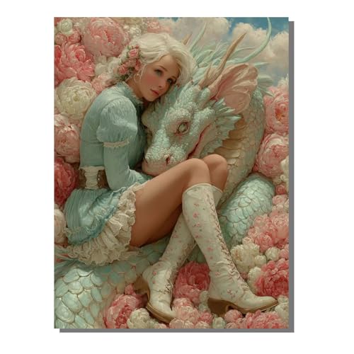 Frau Drachen Diamond Painting Erwachsene, 5D Diamant Kunst Kinder Kits, DIY Erwachsene Mosaikherstellung Basteln Diamant Malerei Bilder Set für Weihnachten Wanddekoration, Geschenke 60x80 cm SYLF63 Frau Drachen Diamond Painting Erwachsene, 5D Diamant Kunst Kinder Kits, DIY Erwachsene Mosaikherstellung Basteln Diamant Malerei Bilder Set für Weihnachten Wanddekoration, Geschenke 60x80 cm SYLF63 von YALNSENN