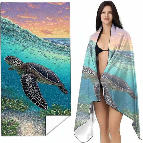 Mikrofaser Strandtuch 100x200 cm Blau Stranddecke Intimer Druckknopf, Saugfähig Sandfreies Schnell Trocknendes, Weiches Leichtes MeeresschildkröTen Strandtuch XXL für Strand Reise Schwimmen SYL9 7-M Mikrofaser Strandtuch 100x200 cm Blau Stranddecke Intimer Druckknopf, Saugfähig Sandfreies Schnell Trocknendes, Weiches Leichtes MeeresschildkröTen Strandtuch XXL für Strand Reise Schwimmen SYL9 7-M von YALNSENN