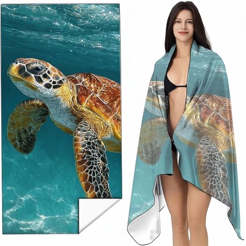 Mikrofaser Strandtuch 60x120 cm Blau Stranddecke Intimer Druckknopf, Saugfähig Sandfreies Schnell Trocknendes, Weiches Leichtes MeeresschildkröTen Strandtuch XXL für Strand Reise Schwimmen SYL5 B-1 Mikrofaser Strandtuch 60x120 cm Blau Stranddecke Intimer Druckknopf, Saugfähig Sandfreies Schnell Trocknendes, Weiches Leichtes MeeresschildkröTen Strandtuch XXL für Strand Reise Schwimmen SYL5 B-1 von YALNSENN