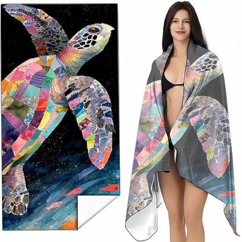 Mikrofaser Strandtuch 60x120 cm Rosa Stranddecke Intimer Druckknopf, Saugfähig Sandfreies Schnell Trocknendes, Weiches Leichtes MeeresschildkröTen Strandtuch XXL für Strand Reise Schwimmen SYL7 Y-6 von YALNSENN