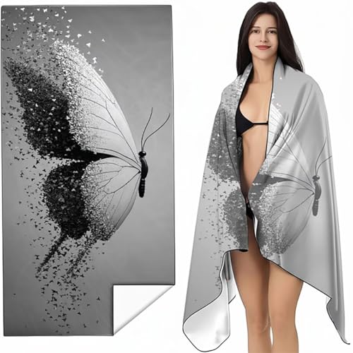Mikrofaser Strandtuch 60x120 cm Schwarz Stranddecke Intimer Druckknopf, Saugfähig Sandfreies Schnell Trocknendes, Weiches Leichtes Schmetterling Strandtuch XXL für Strand Reise Schwimmen SYL3 3-4 Mikrofaser Strandtuch 60x120 cm Schwarz Stranddecke Intimer Druckknopf, Saugfähig Sandfreies Schnell Trocknendes, Weiches Leichtes Schmetterling Strandtuch XXL für Strand Reise Schwimmen SYL3 3-4 von YALNSENN