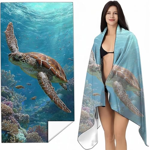 Mikrofaser Strandtuch 70 x 140cm Blau Stranddecke Intimer Druckknopf, Saugfähig Sandfreies Schnell Trocknendes, Weiches Leichtes Meereslebewesen Strandtuch XXL für Strand Reise Schwimmen SYL7 1-M Mikrofaser Strandtuch 70 x 140cm Blau Stranddecke Intimer Druckknopf, Saugfähig Sandfreies Schnell Trocknendes, Weiches Leichtes Meereslebewesen Strandtuch XXL für Strand Reise Schwimmen SYL7 1-M von YALNSENN