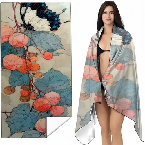 Mikrofaser Strandtuch 70 x 140cm Blau Stranddecke Intimer Druckknopf, Saugfähig Sandfreies Schnell Trocknendes, Weiches Leichtes Schmetterling Strandtuch XXL für Strand Reise Schwimmen SYL1 C-G Mikrofaser Strandtuch 70 x 140cm Blau Stranddecke Intimer Druckknopf, Saugfähig Sandfreies Schnell Trocknendes, Weiches Leichtes Schmetterling Strandtuch XXL für Strand Reise Schwimmen SYL1 C-G von YALNSENN