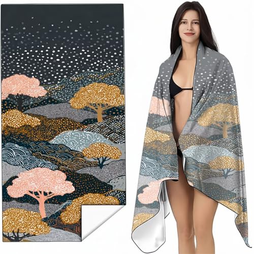 Mikrofaser Strandtuch 70 x 140cm Dunkelbraun Stranddecke Intimer Druckknopf, Saugfähig Sandfreies Schnell Trocknendes, Weiches Leichtes Pflanze Strandtuch XXL für Strand Reise Schwimmen SYL5 4-2 von YALNSENN