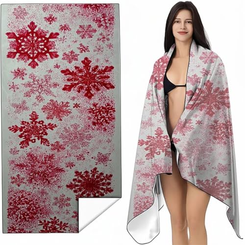 Mikrofaser Strandtuch 90 x 180cm Rot Stranddecke Intimer Druckknopf, Saugfähig Sandfreies Schnell Trocknendes, Weiches Leichtes Schneeflocke Strandtuch XXL für Strand Reise Schwimmen SYL5 C-2 Mikrofaser Strandtuch 90 x 180cm Rot Stranddecke Intimer Druckknopf, Saugfähig Sandfreies Schnell Trocknendes, Weiches Leichtes Schneeflocke Strandtuch XXL für Strand Reise Schwimmen SYL5 C-2 von YALNSENN