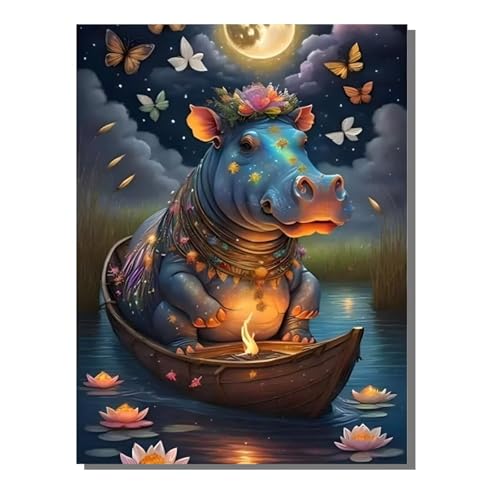 Nilpferd Tier Diamond Painting Erwachsene, 5D Diamant Kunst Kinder Kits, DIY Erwachsene Mosaikherstellung Basteln Diamant Malerei Bilder Set für Weihnachten Wanddekoration, Geschenke 60x80 cm SYLF5 Nilpferd Tier Diamond Painting Erwachsene, 5D Diamant Kunst Kinder Kits, DIY Erwachsene Mosaikherstellung Basteln Diamant Malerei Bilder Set für Weihnachten Wanddekoration, Geschenke 60x80 cm SYLF5 von YALNSENN