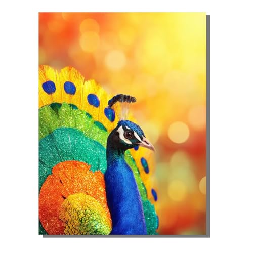 Pfau Tier Diamond Painting Erwachsene, 5D Diamant Kunst Kinder Kits, DIY Erwachsene Mosaikherstellung Basteln Diamant Malerei Bilder Set für Weihnachten Wanddekoration, Geschenke 30x40 cm SYLF341 von YALNSENN