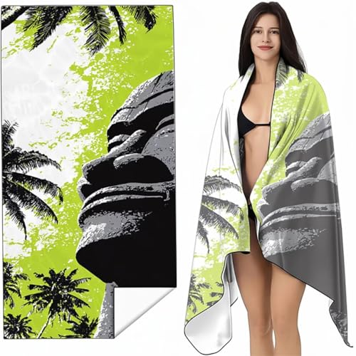 Strandtuch Mikrofaser Handtuch Groß Blau 100x200 cm, Microfaser Handtücher Kompakt und Sandfest, Leicht und chnelltrocknend Gym Handtuch für Travel, Strand, Sauna, mit Tasche Abstrakt SYL9 P-F von YALNSENN