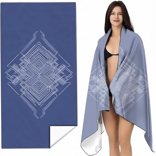 Strandtuch Mikrofaser Handtuch Groß Blau 70 x 140cm, Microfaser Handtücher Kompakt und Sandfest, Leicht und chnelltrocknend Gym Handtuch für Travel, Strand, Sauna, mit Tasche Einfachheit SYL9 3-1 von YALNSENN