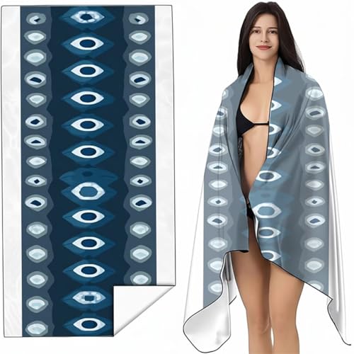 Strandtuch Mikrofaser Handtuch Groß Blau 80x160 cm, Microfaser Handtücher Kompakt und Sandfest, Leicht und chnelltrocknend Gym Handtuch für Travel, Strand, Sauna, mit Tasche Abstrakt SYL9 U-6 von YALNSENN