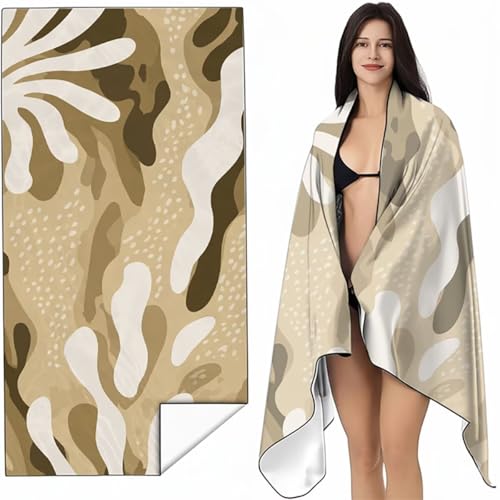 Strandtuch Mikrofaser Handtuch Groß BräUnen 90 x 180cm, Microfaser Handtücher Kompakt und Sandfest, Leicht und chnelltrocknend Gym Handtuch für Travel, Strand, Sauna, mit Tasche Abstrakt SYL9 P-0 von YALNSENN