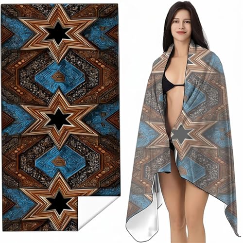 Strandtuch Mikrofaser Handtuch Groß Braun 80x160 cm, Microfaser Handtücher Kompakt und Sandfest, Leicht und chnelltrocknend Gym Handtuch für Travel, Strand, Sauna, mit Tasche Abstrakt SYL5 6-4 von YALNSENN