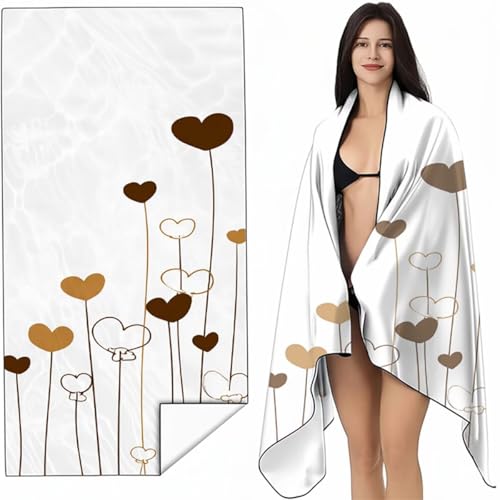 Strandtuch Mikrofaser Handtuch Groß Braun 80x160 cm, Microfaser Handtücher Kompakt und Sandfest, Leicht und chnelltrocknend Gym Handtuch für Travel, Strand, Sauna, mit Tasche Einfachheit SYL5 6-C von YALNSENN