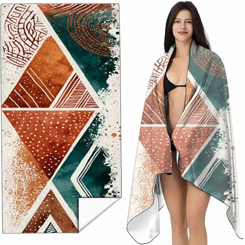 Strandtuch Mikrofaser Handtuch Groß Orange Farbe 100x200 cm, Microfaser Handtücher Kompakt und Sandfest, Leicht und chnelltrocknend Gym Handtuch für Travel, Strand, Sauna, mit Tasche Retro SYL5 E-A von YALNSENN