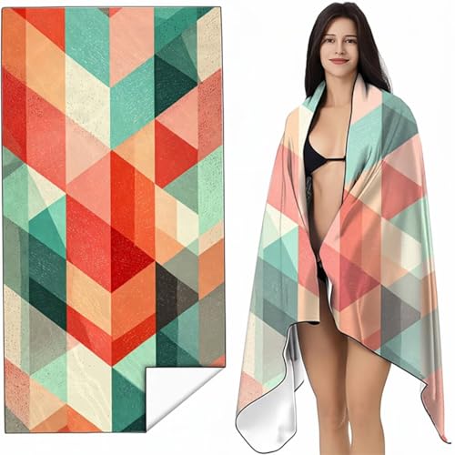 Strandtuch Mikrofaser Handtuch Groß Orange Farbe 60x120 cm, Microfaser Handtücher Kompakt und Sandfest, Leicht und chnelltrocknend Gym Handtuch für Travel, Strand, Sauna, mit Tasche Gitter SYL3 I-6 von YALNSENN