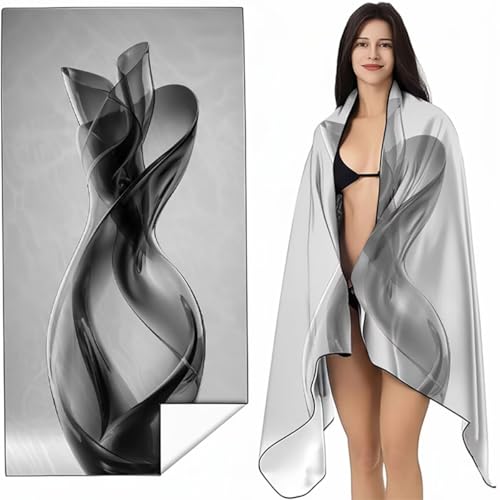 Strandtuch Mikrofaser Handtuch Groß Schwarz und Weiß 100x200 cm, Microfaser Handtücher Kompakt und Sandfest, Leicht und chnelltrocknend Gym Handtuch für Travel, Strand, Sauna Abstrakt SYL7 N-A von YALNSENN