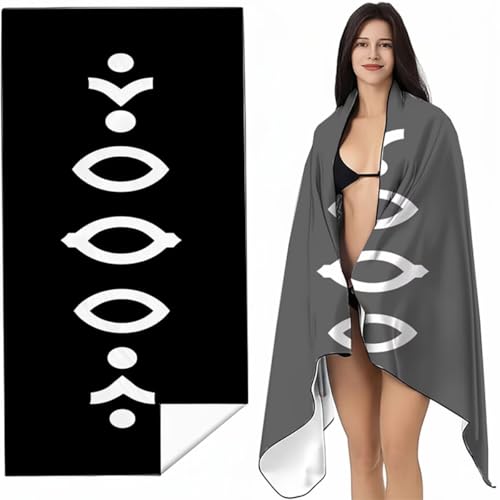 Strandtuch Mikrofaser Handtuch Groß Schwarz und Weiß 90 x 180cm, Microfaser Handtücher Kompakt und Sandfest, Leicht und chnelltrocknend Gym Handtuch für Travel, Strand, Sauna Einfachheit SYL3 1-M von YALNSENN