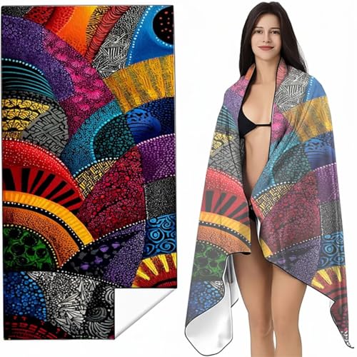 Strandtuch XXL 100x200 cm Farbe Strandmatte Sandfreies Schnell Trocknendes Intimer Druckknopf, Weiches Leichtes Abstrakt Mikrofaser Strandtuch Damen Herren für Reise Urlaub Schwimmen Campin SYL2 Y-9 von YALNSENN