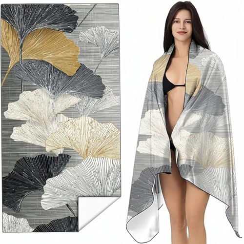 Strandtuch XXL 100x200 cm Grau Strandmatte Sandfreies Schnell Trocknendes Intimer Druckknopf, Weiches Leichtes Pflanze Mikrofaser Strandtuch Damen Herren für Reise Urlaub Schwimmen Campin SYL4 5-V Strandtuch XXL 100x200 cm Grau Strandmatte Sandfreies Schnell Trocknendes Intimer Druckknopf, Weiches Leichtes Pflanze Mikrofaser Strandtuch Damen Herren für Reise Urlaub Schwimmen Campin SYL4 5-V von YALNSENN
