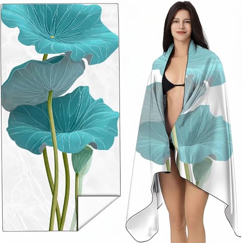 Strandtuch XXL 60x120 cm Blau Strandmatte Sandfreies Schnell Trocknendes Intimer Druckknopf, Weiches Leichtes Pflanze Mikrofaser Strandtuch Damen Herren für Reise Urlaub Schwimmen Campin SYL8 2-8 von YALNSENN