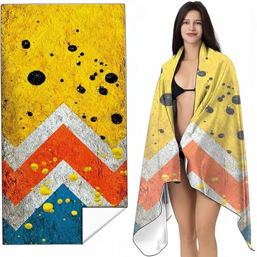 Strandtuch XXL 70 x 140cm Gelb Strandmatte Sandfreies Schnell Trocknendes Intimer Druckknopf, Weiches Leichtes Streifen Mikrofaser Strandtuch Damen Herren für Reise Urlaub Schwimmen Campin SYL8 M-7 Strandtuch XXL 70 x 140cm Gelb Strandmatte Sandfreies Schnell Trocknendes Intimer Druckknopf, Weiches Leichtes Streifen Mikrofaser Strandtuch Damen Herren für Reise Urlaub Schwimmen Campin SYL8 M-7 von YALNSENN