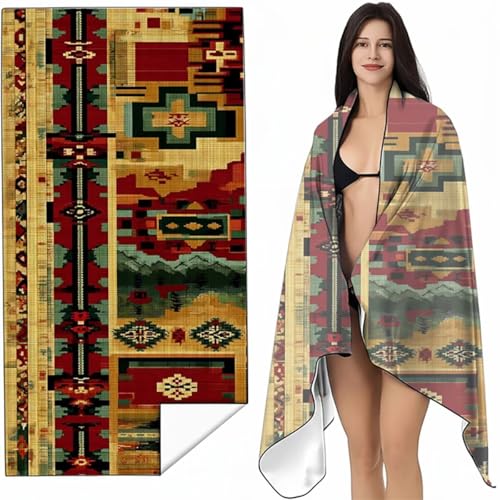 Strandtuch XXL 80x160 cm Gelb Strandmatte Sandfreies Schnell Trocknendes Intimer Druckknopf, Weiches Leichtes Retro Mikrofaser Strandtuch Damen Herren für Reise Urlaub Schwimmen Campin SYL4 4-3 von YALNSENN