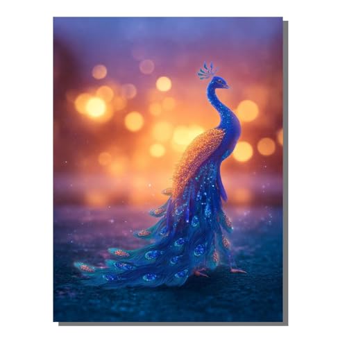 Tier Pfau Diamond Painting Erwachsene, 5D Diamant Kunst Kinder Kits, DIY Erwachsene Mosaikherstellung Basteln Diamant Malerei Bilder Set für Weihnachten Wanddekoration, Geschenke 50 x 70 cm SYLF340 von YALNSENN
