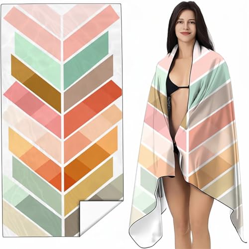 YALNSENN Mikrofaser Strandtuch 70 x 140cm Braun Stranddecke Intimer Druckknopf, Saugfähig Sandfreies Schnell Trocknendes, Weiches Leichtes Linie Strandtuch XXL für Strand Reise Schwimmen SYL7 P-9 von YALNSENN
