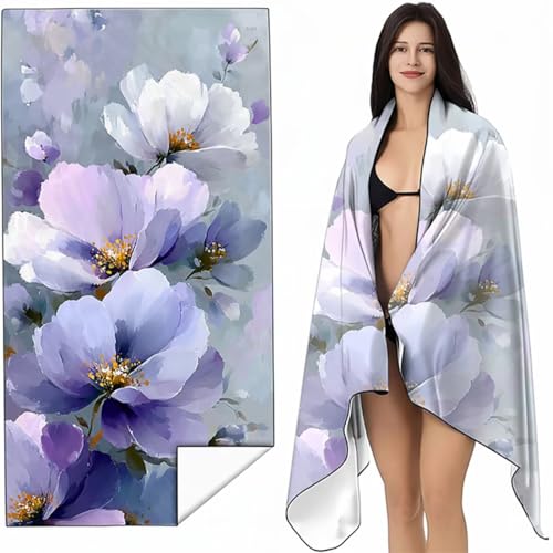 YALNSENN Mikrofaser Strandtuch 70 x 140cm Lila Stranddecke Intimer Druckknopf, Saugfähig Sandfreies Schnell Trocknendes, Weiches Leichtes Blumen Strandtuch XXL für Strand Reise Schwimmen SYL3 V-8 YALNSENN Mikrofaser Strandtuch 70 x 140cm Lila Stranddecke Intimer Druckknopf, Saugfähig Sandfreies Schnell Trocknendes, Weiches Leichtes Blumen Strandtuch XXL für Strand Reise Schwimmen SYL3 V-8 von YALNSENN