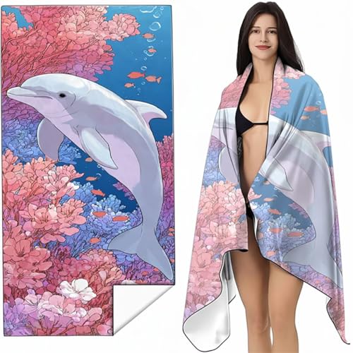 YALNSENN Mikrofaser Strandtuch 70 x 140cm Rosa Stranddecke Intimer Druckknopf, Saugfähig Sandfreies Schnell Trocknendes, Weiches Leichtes Delphin Strandtuch XXL für Strand Reise Schwimmen SYL9 6-L YALNSENN Mikrofaser Strandtuch 70 x 140cm Rosa Stranddecke Intimer Druckknopf, Saugfähig Sandfreies Schnell Trocknendes, Weiches Leichtes Delphin Strandtuch XXL für Strand Reise Schwimmen SYL9 6-L von YALNSENN